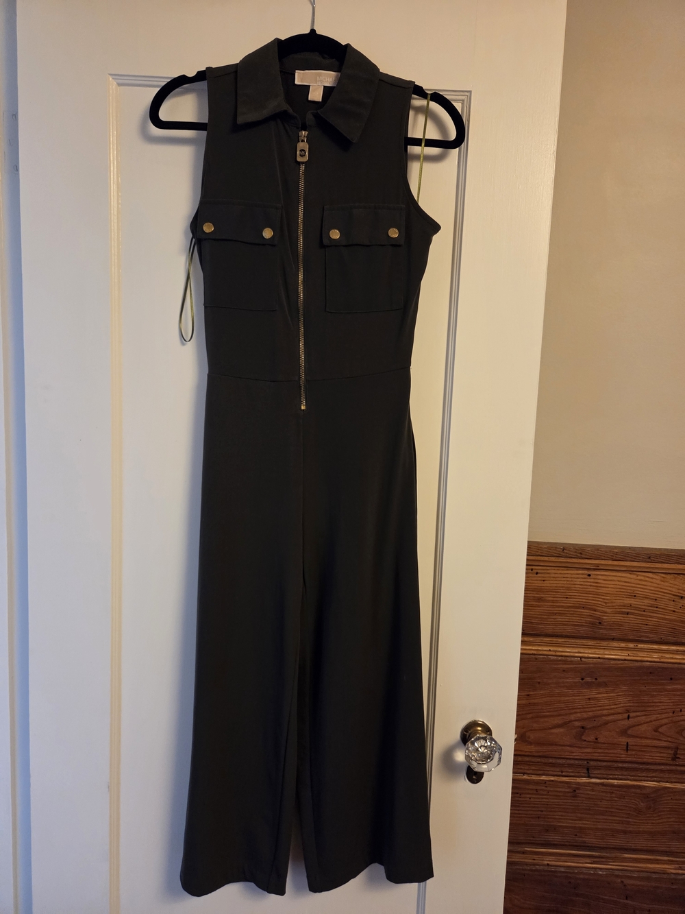 Michael Kors Olive Green Sleeveless Utility Jumpsuit Sz Xs